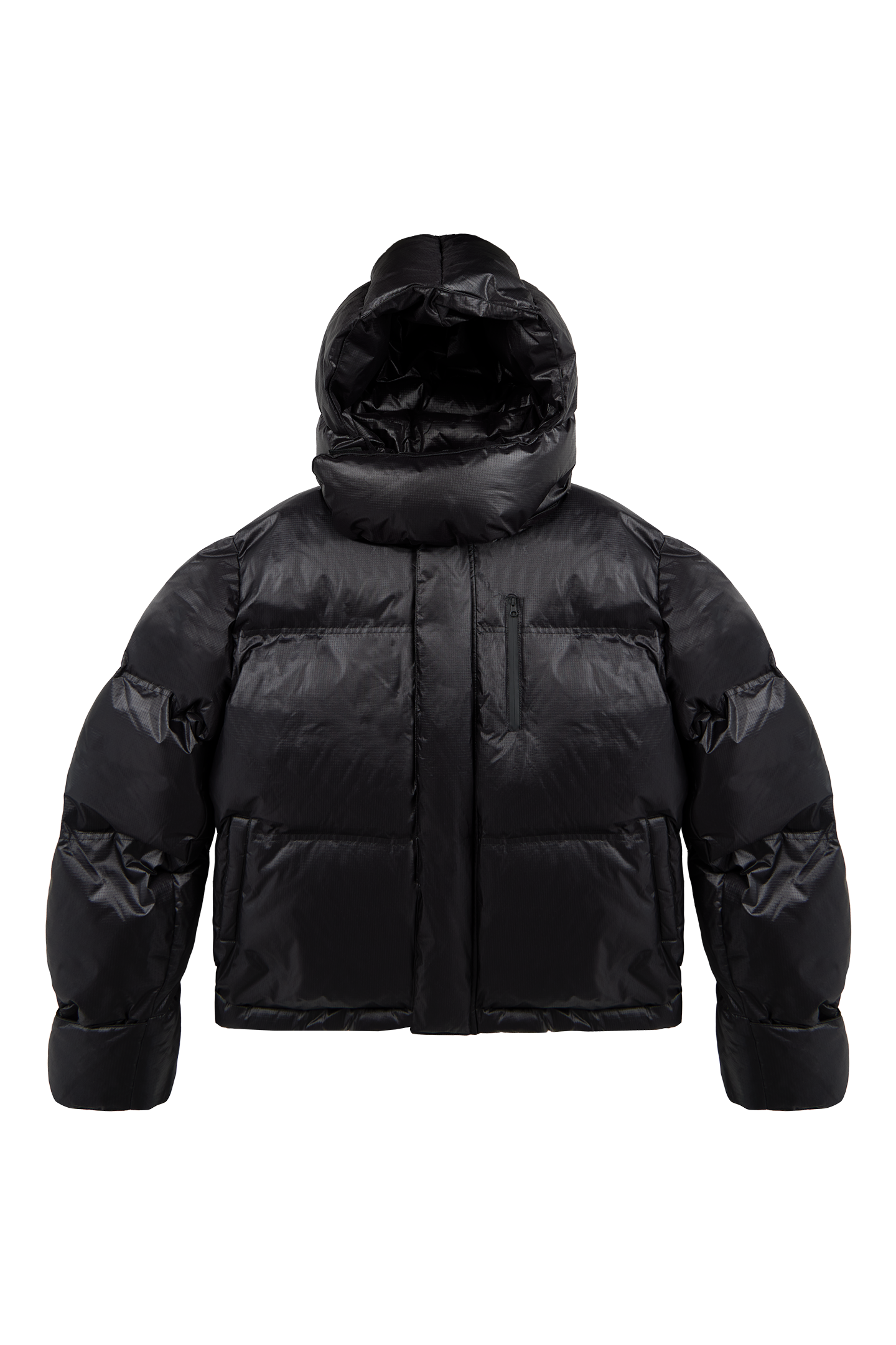 Black bubble jacket with hood sales
