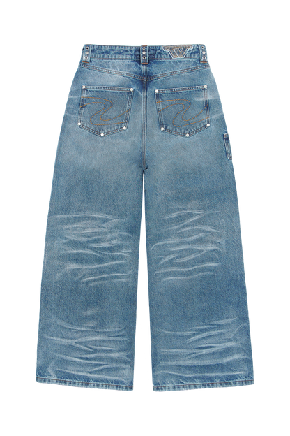 Blue Whisker Denim Jeans