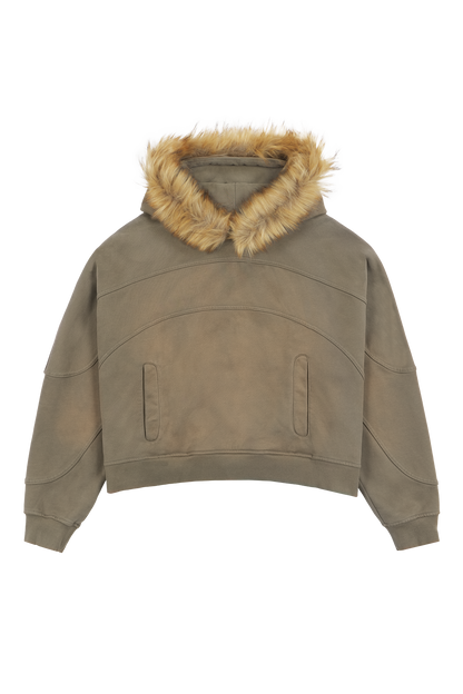 Olive Fur Hoodie