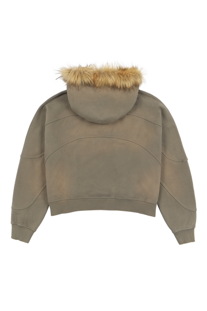 Olive Fur Hoodie