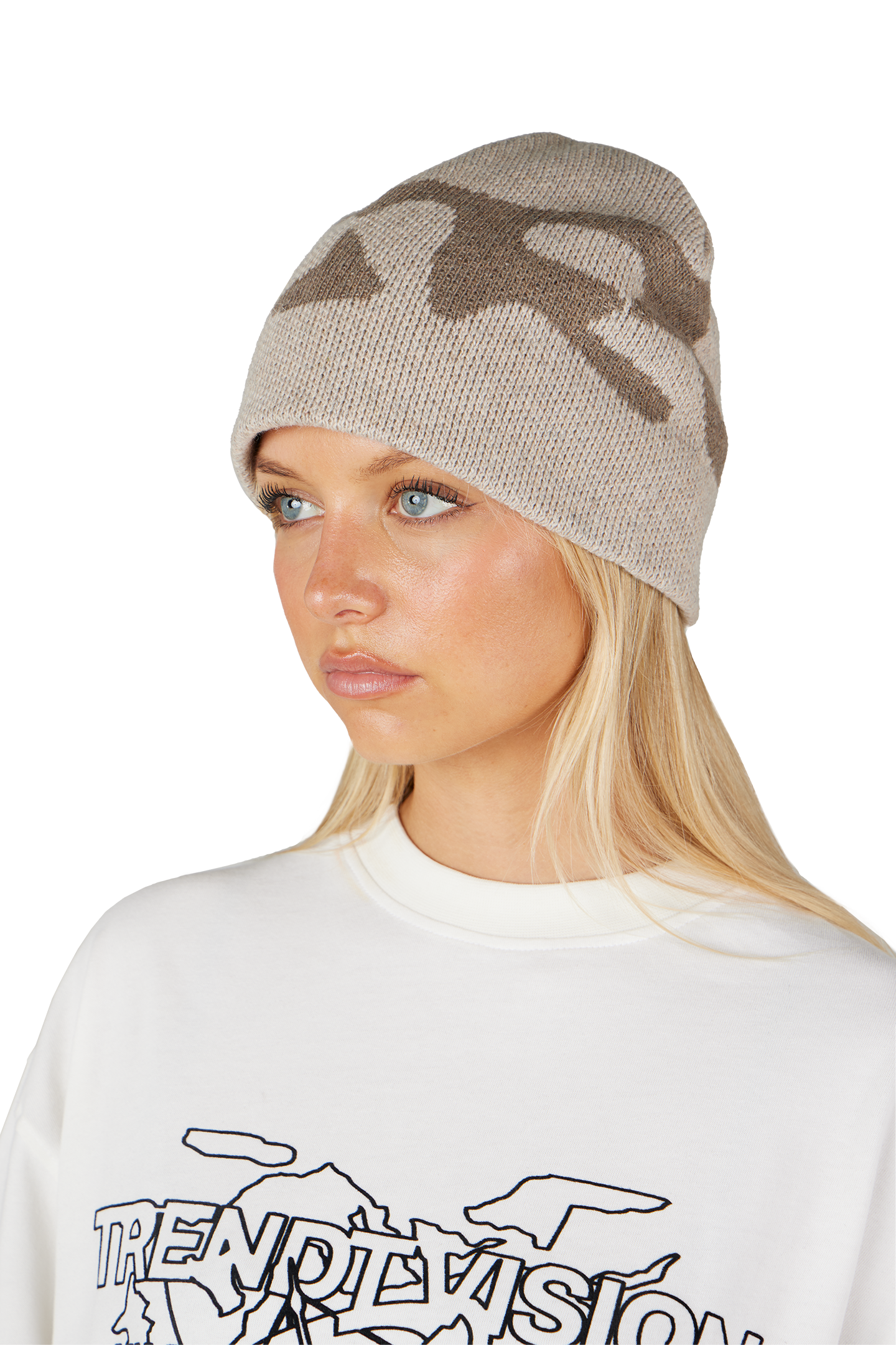 Beige Logo Beanie