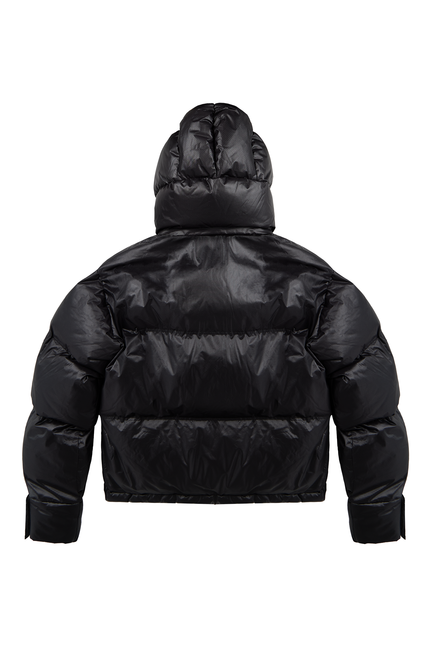 Black puffa jacket with hood sales