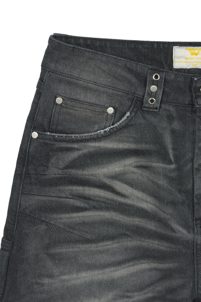 Black Whisker Denim Jeans