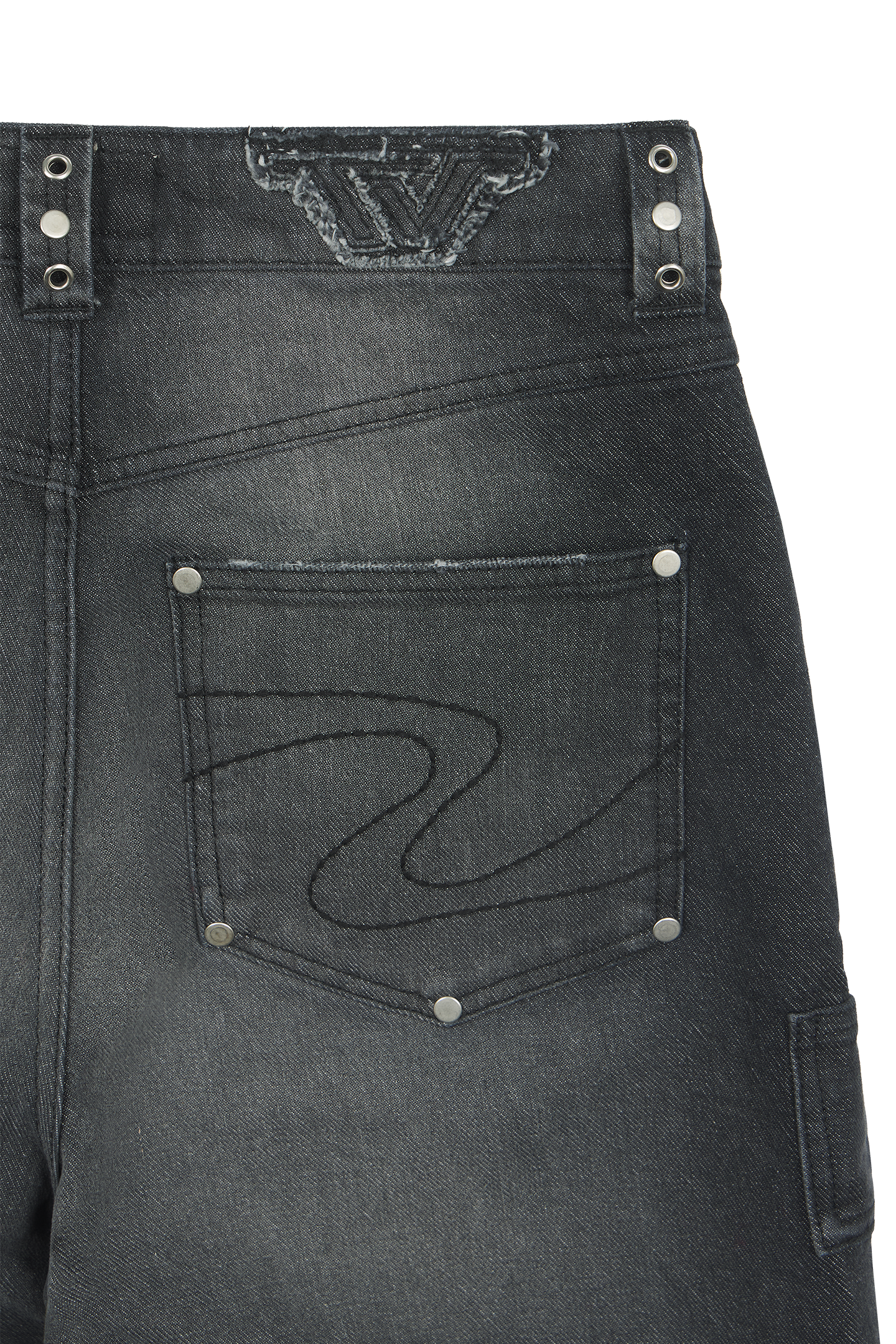 Black Whisker Denim Jeans