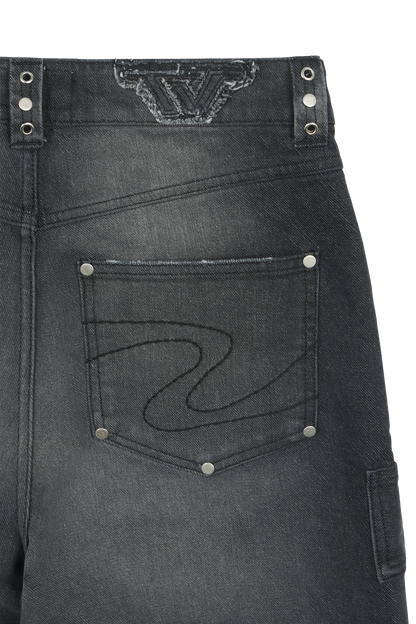 Black Whisker Denim Jeans