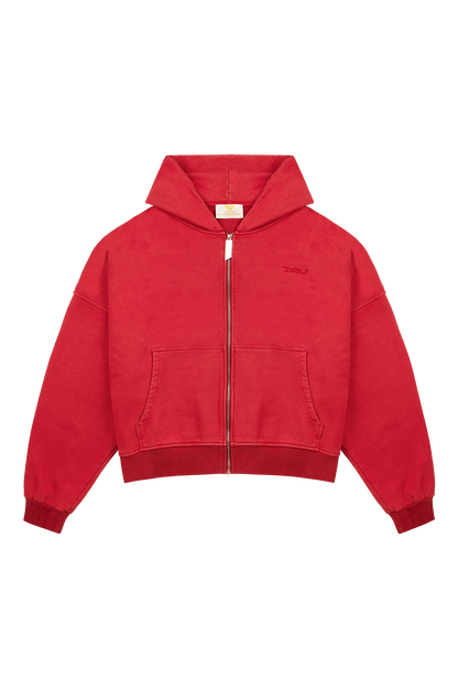 Red Logo Zip Hoodie